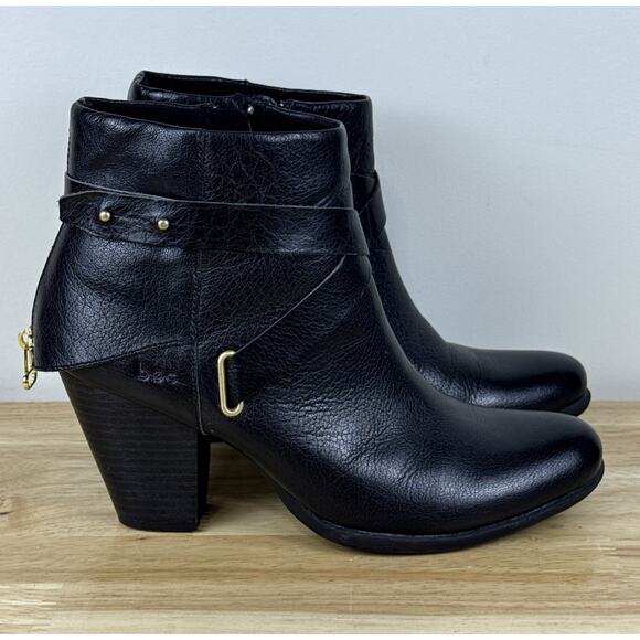 boc Shoes - B.O.C Richardson Black Leather Chunky Heel Ankle Booties By Born Women's SZ 9.5M